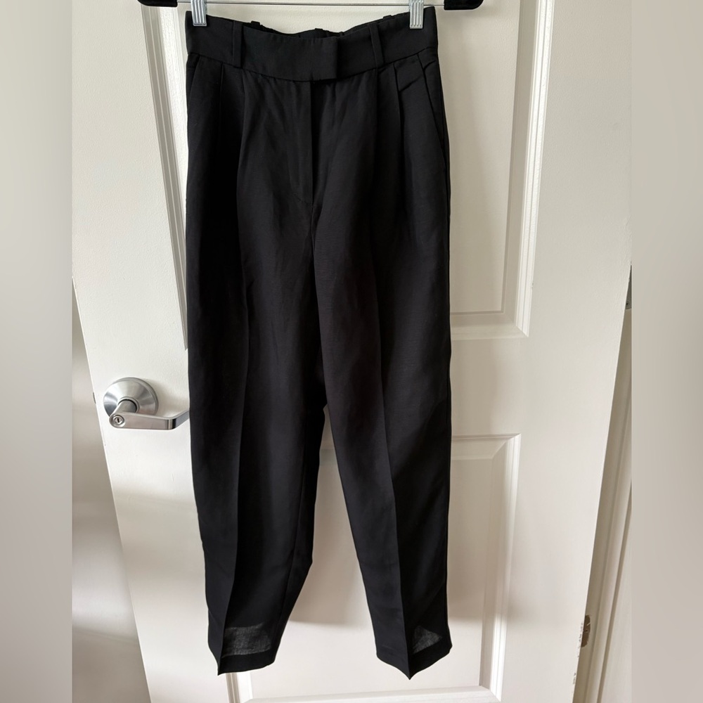 Black Linen Blend Pants